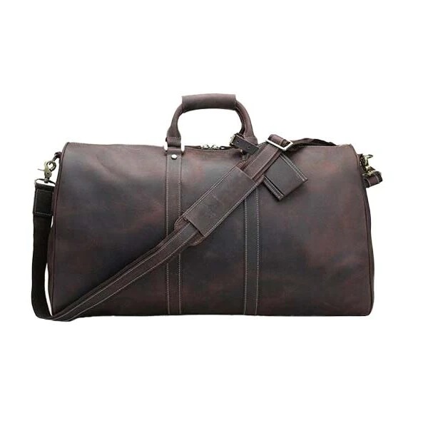 Full grain leather bag, Buffalo leather bag, Leather bag with brass hardware, Dark brown leather bag, Polyester linen bag, Leather bag with side pockets, Antique zinc fittings, Durable leather bag, Leather bag with metal studs, Stylish leather bag, Premium leather tote bag, Leather bag for men, Leather bag for women, Leather bag with protective base studs