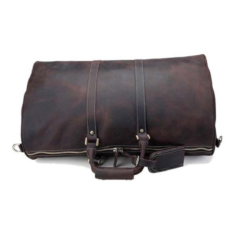 Full grain leather bag, Buffalo leather bag, Leather bag with brass hardware, Dark brown leather bag, Polyester linen bag, Leather bag with side pockets, Antique zinc fittings, Durable leather bag, Leather bag with metal studs, Stylish leather bag, Premium leather tote bag, Leather bag for men, Leather bag for women, Leather bag with protective base studs