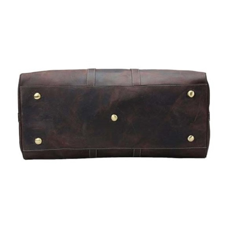Full grain leather bag, Buffalo leather bag, Leather bag with brass hardware, Dark brown leather bag, Polyester linen bag, Leather bag with side pockets, Antique zinc fittings, Durable leather bag, Leather bag with metal studs, Stylish leather bag, Premium leather tote bag, Leather bag for men, Leather bag for women, Leather bag with protective base studs